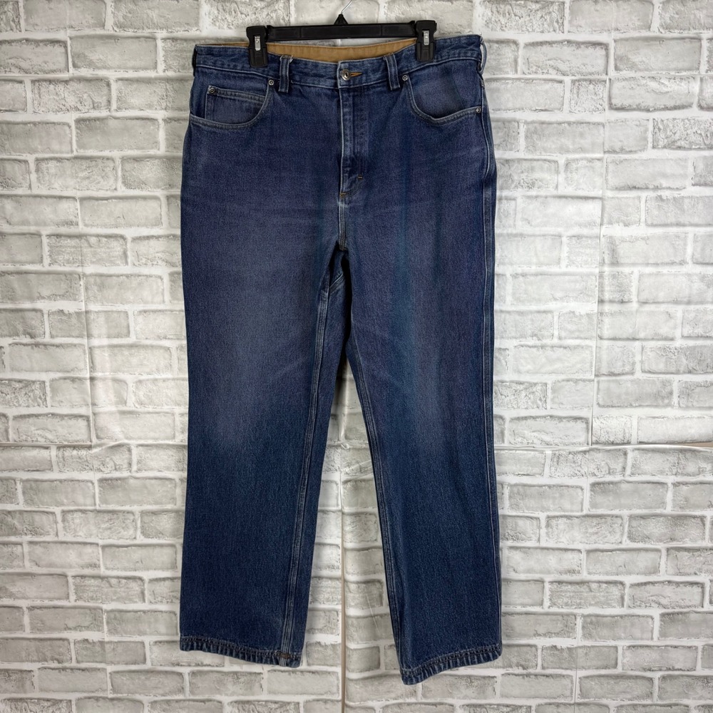Duluth Trading Co Mens Straight Leg Work Jeans Blue Denim 37 x 32 100% Cotton